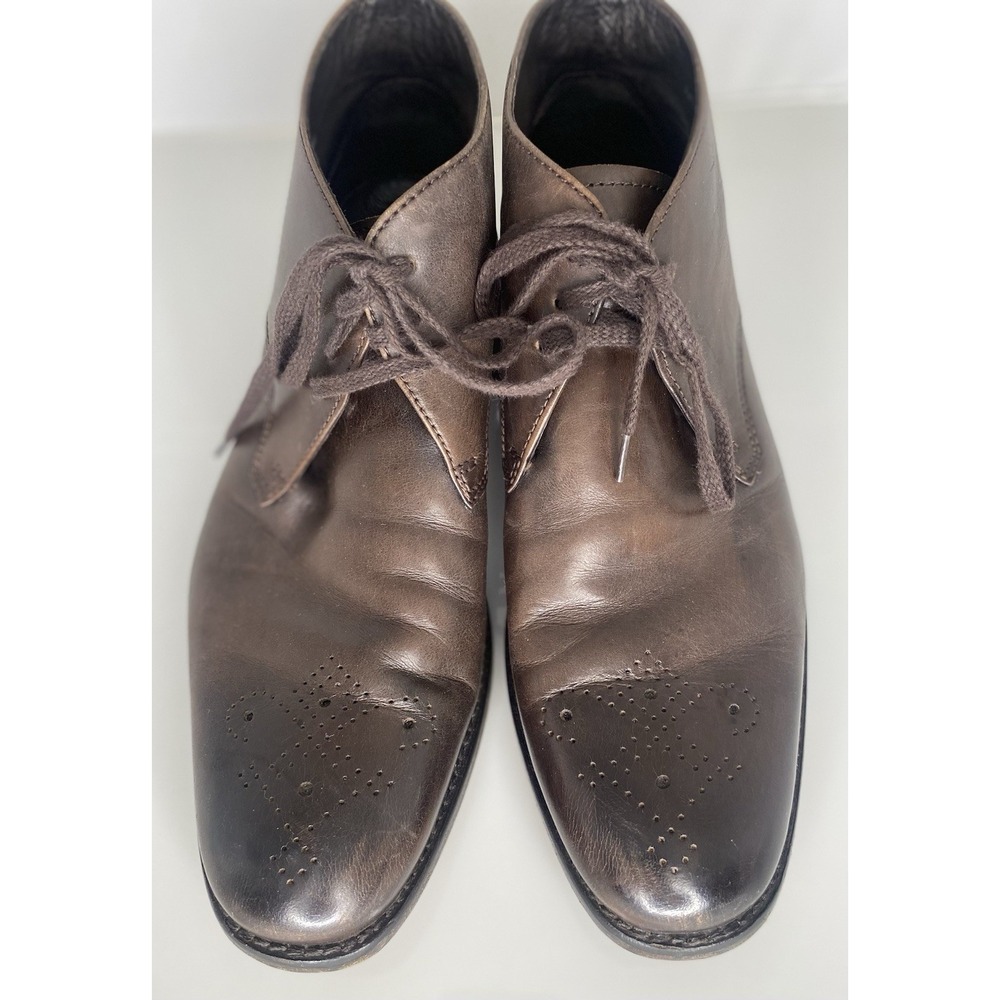 John Varvato's USA Mens 8 M Chukka Ankle Boots Dark Brown Leather Brogue